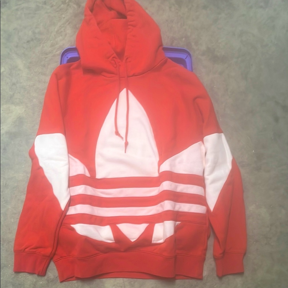 adidas Originals Red and White Hoodie - worn 1x